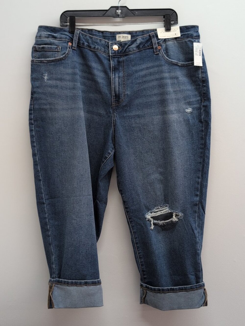 Maurices High Rise Stretch 25'' Boyfriend Crop Women's Jeans Size 22W Short Blue
